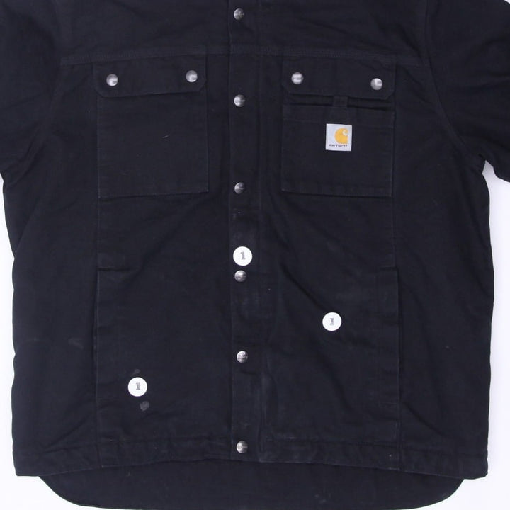 Mens Carhartt 103826 BLK Jacket Black Hooded Workwear Fleece Lining