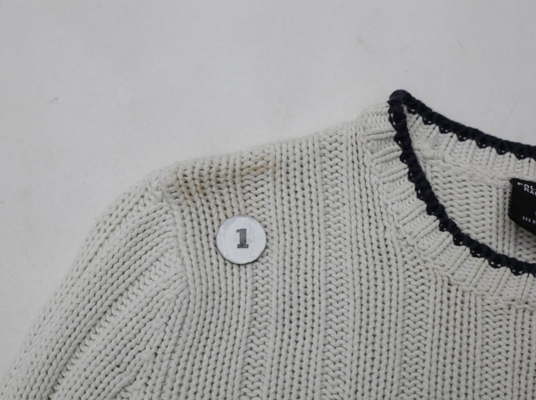 Vintage Ladies Polo Ralph Lauren American Flag Knit Sweater Small 100% Cotton