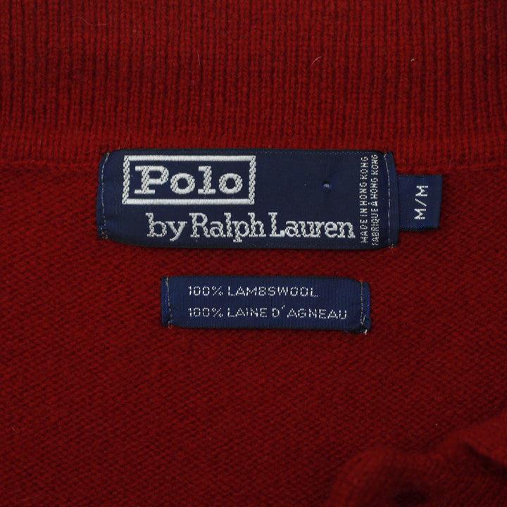 Vintage Mens Polo By Ralph Lauren Sweater Red Lambswool Knitwear Size M | Migration_Jumper & Knitwear RL Coll | Fashion Rerun