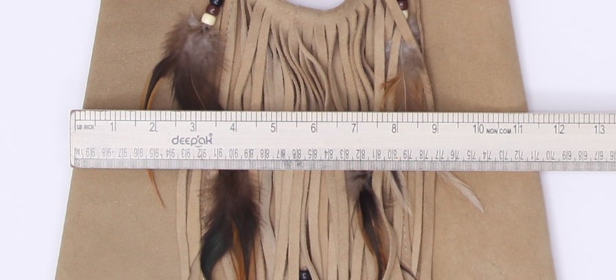 Vintage 70's HB Suede Fringe & Feather Halter Top Made in USA Size M