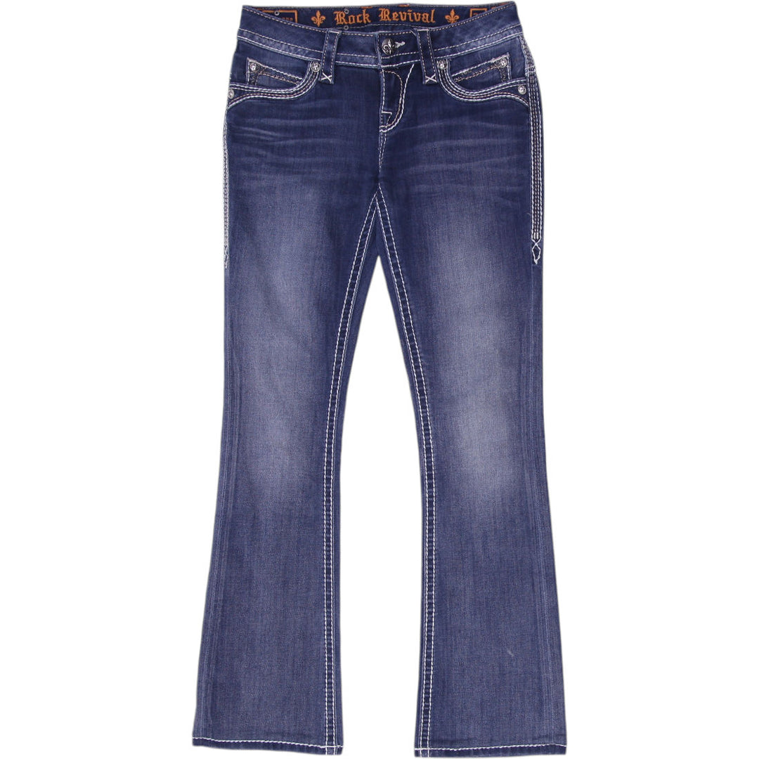 Ladies Rock Revival Johanna  Denim Embroidered Bootcut Jeans Washed Size 26 | Migration_Jeans | Fashion Rerun