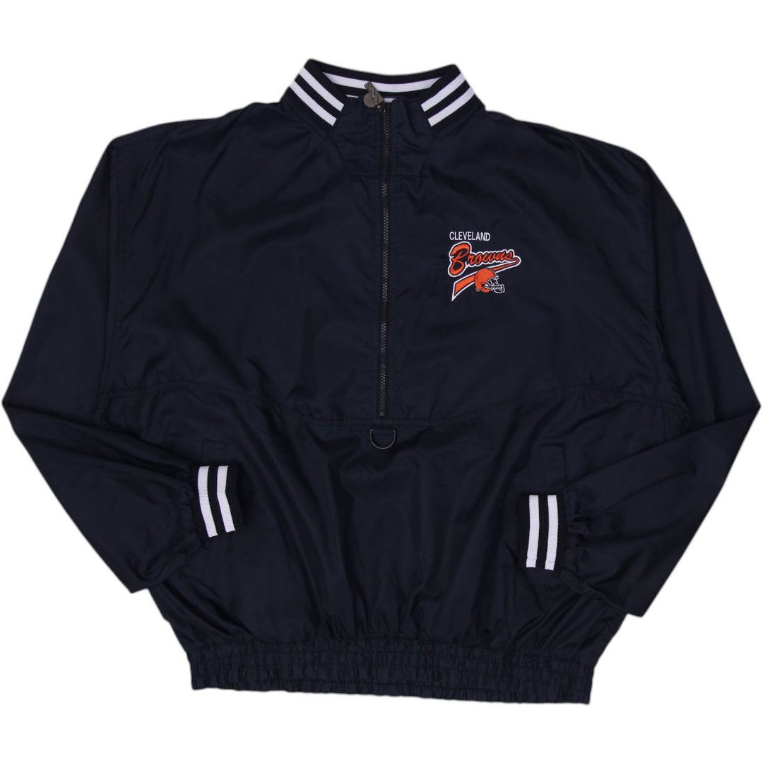 Vintage Mens 90s Cleveland Browns ProPlayer Half Zip Windbreaker Striped Trims
