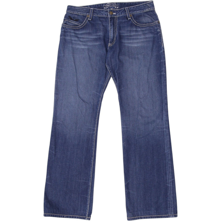 Y2K Mens Robins Jeans Blue Straight Fit Denim Embroidered Wings Size 36