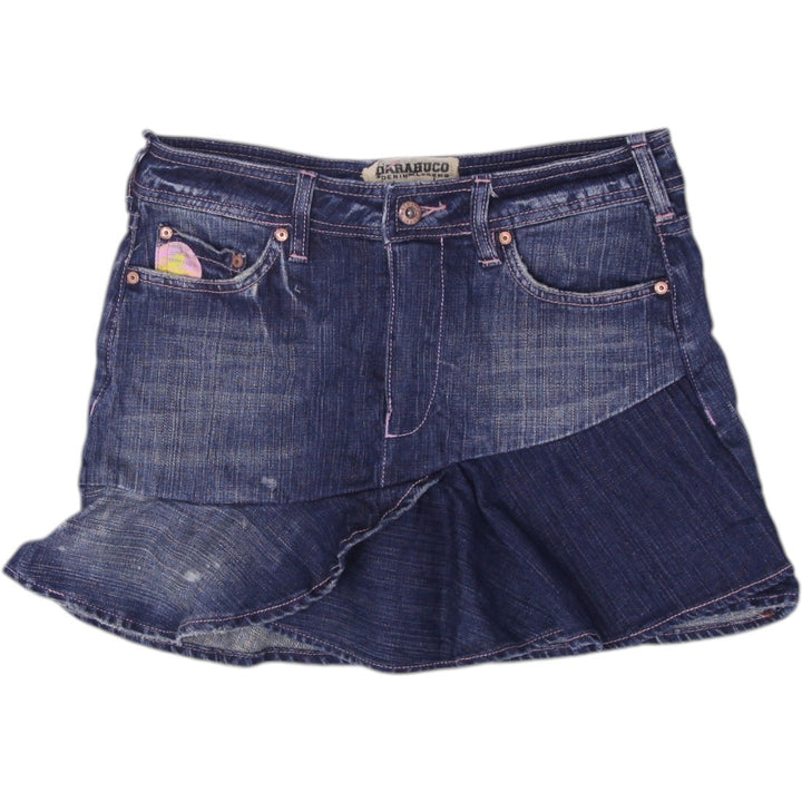 Y2K Ladies Parasuco Distressed Style Blue Denim Skirt Size L
