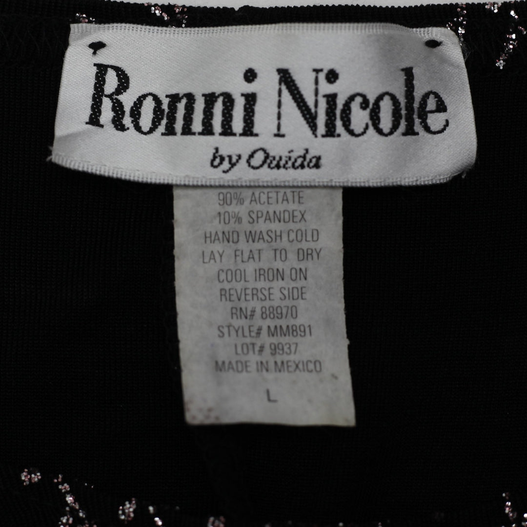 Y2K Ladies Ronni Nicole Sleeveless Top Black Floral Sparkle