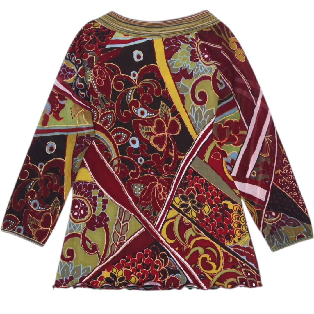 Y2K Patchwork Floral Long Sleeve Top Size S | Migration_Y2K Tops - Side View | Fashion Rerun