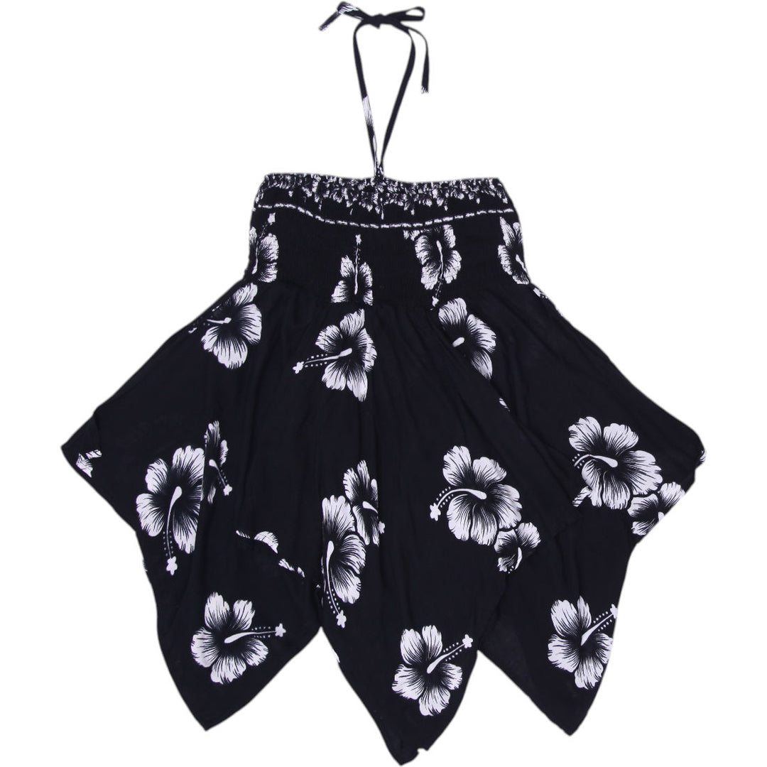 Y2K Black Floral Halter Top - Size XS | Migration_Y2K Tops - Side View | Fashion Rerun