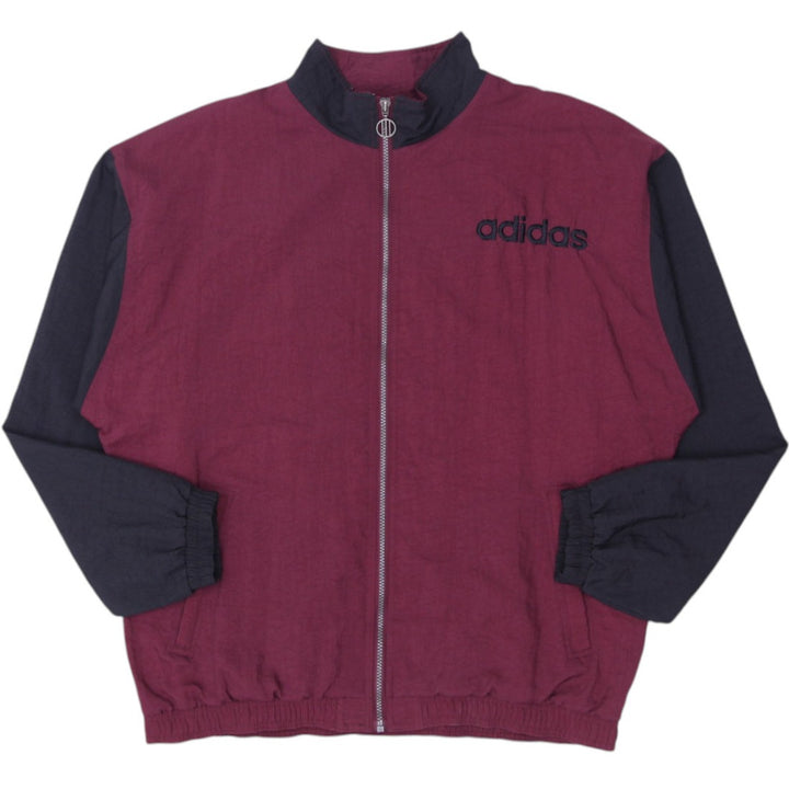 Vintage Mens Adidas Track Jacket Maroon Black Full Zip Nylon Size L | Migration_Jackets | Fashion Rerun