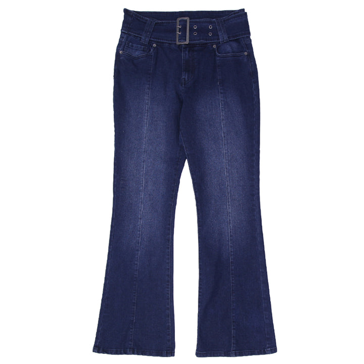 Y2K Ladies Jeaniologie Mid Rise Flare Belted Jeans