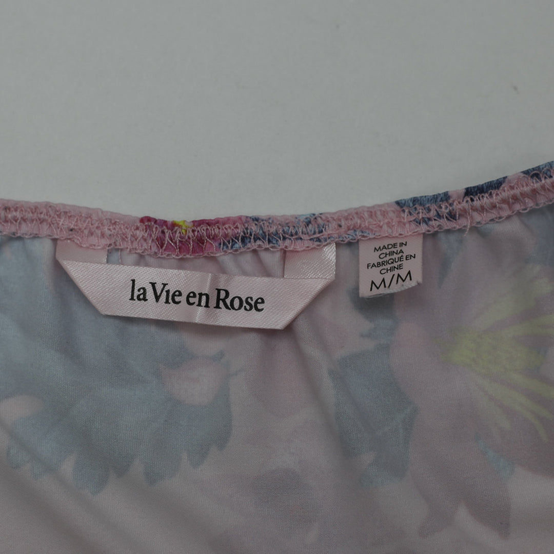 Y2K Ladies La Vie en Rose Tropical Floral Strappy Top Size M