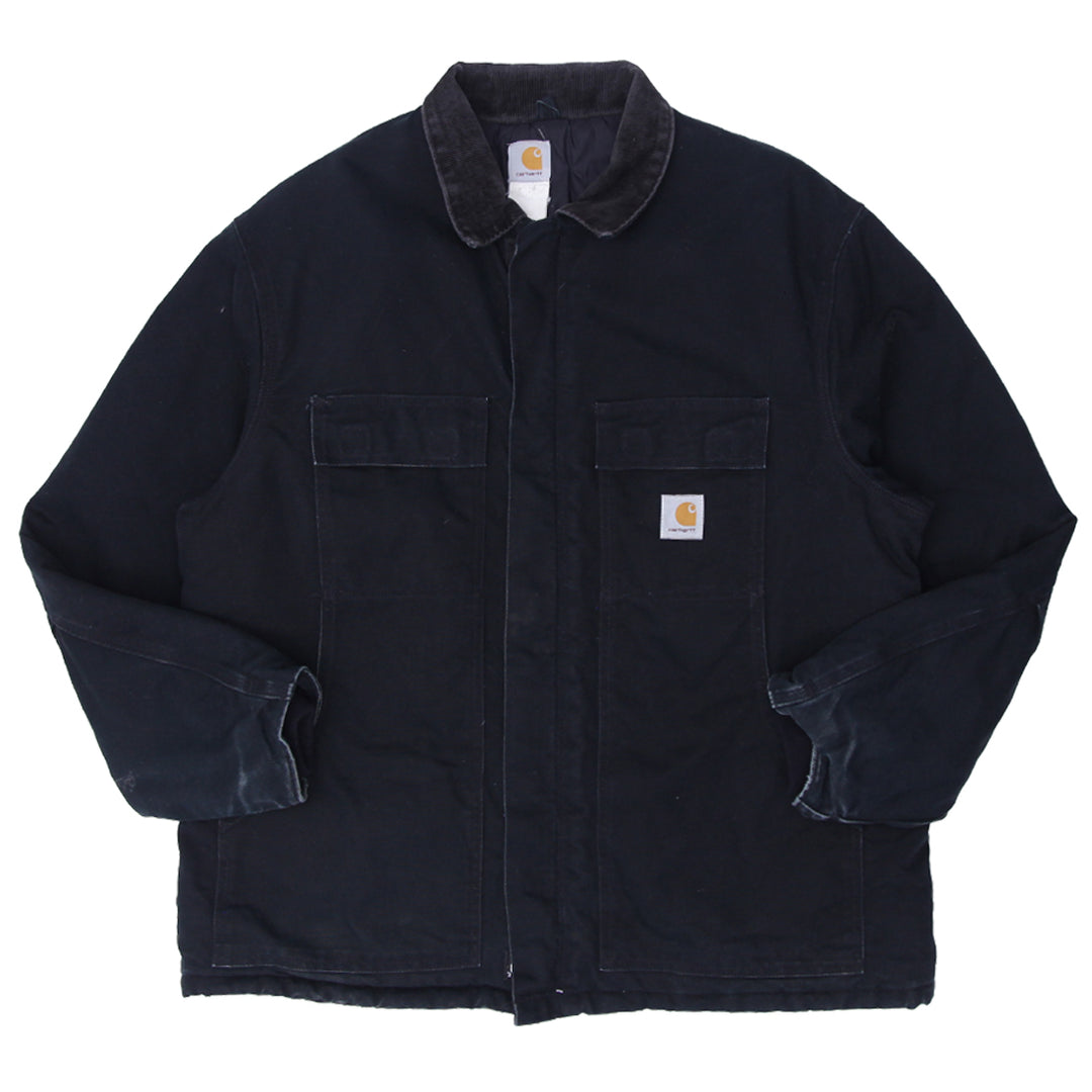 Shop Mens Carhartt Quilted Work Jacket Corduroy Collar Black