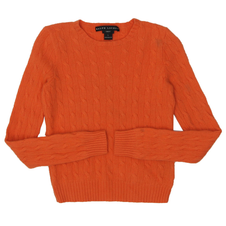 Vintage Ralph Lauren Black Label Slim Fit Cable Knit Cashmere Sweater Ladies