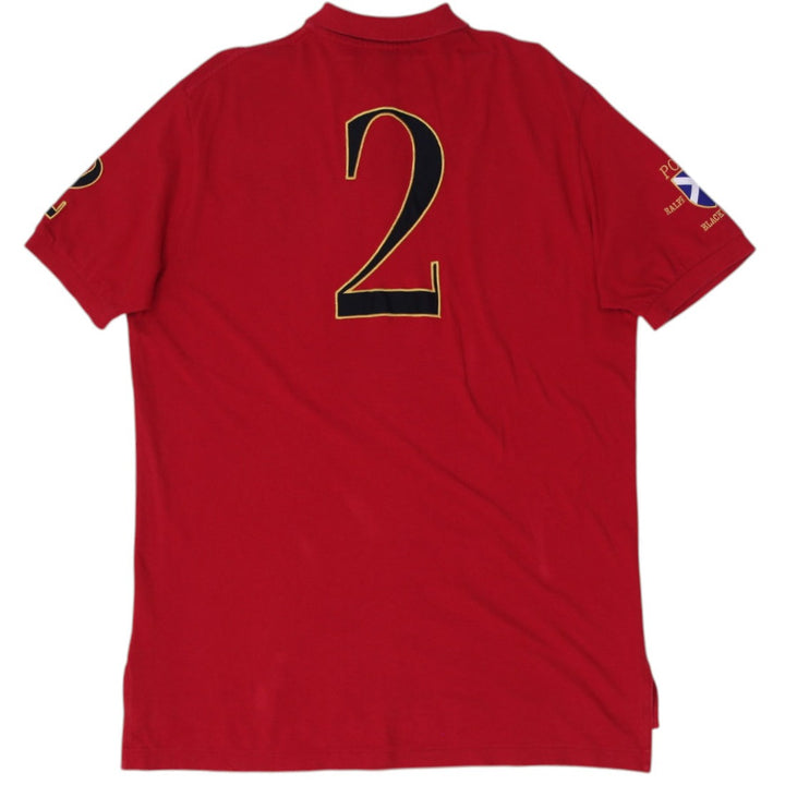 Vintage Mens Polo Ralph Lauren Black Watch Embroidered Logo Red Polo T-Shirt XL