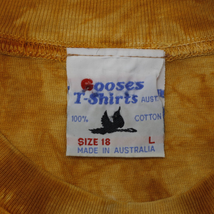 Vintage Gooses Australia T-Shirt Mens Ochre Tie Dye Camel Made in Australia L