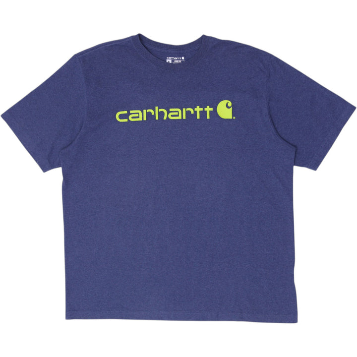 Mens Carhartt Loose Fit K195 Graphic T Shirt Heather Navy Blue Neon Green Logo