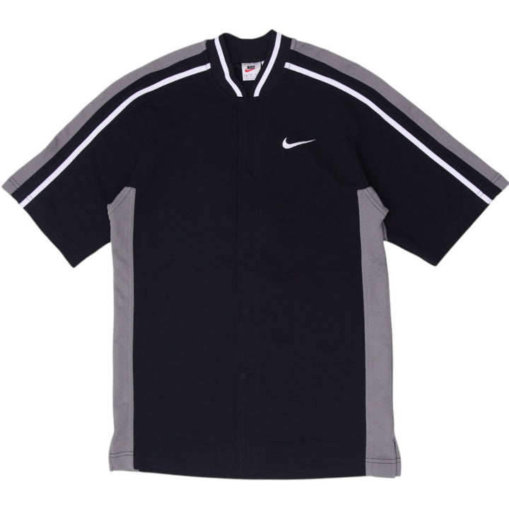 Vintage Mens Nike Full Button Warm Up Baseball Jersey Black Grey Size S