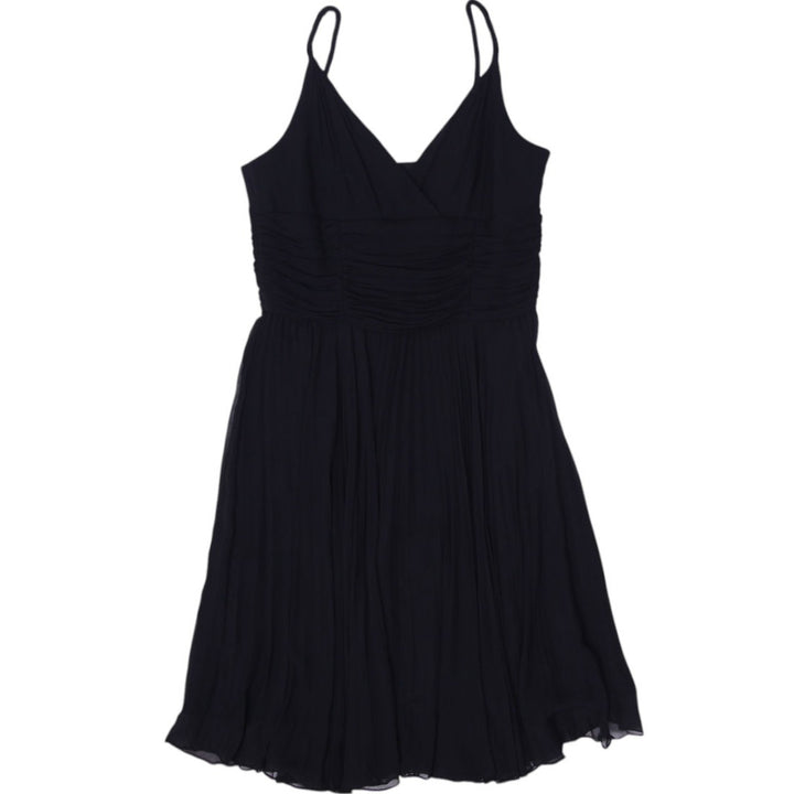 Y2K Ladies Spaghetti Straps Pleated Black Midi Dress Size 10 | Migration_Dresses | Fashion Rerun