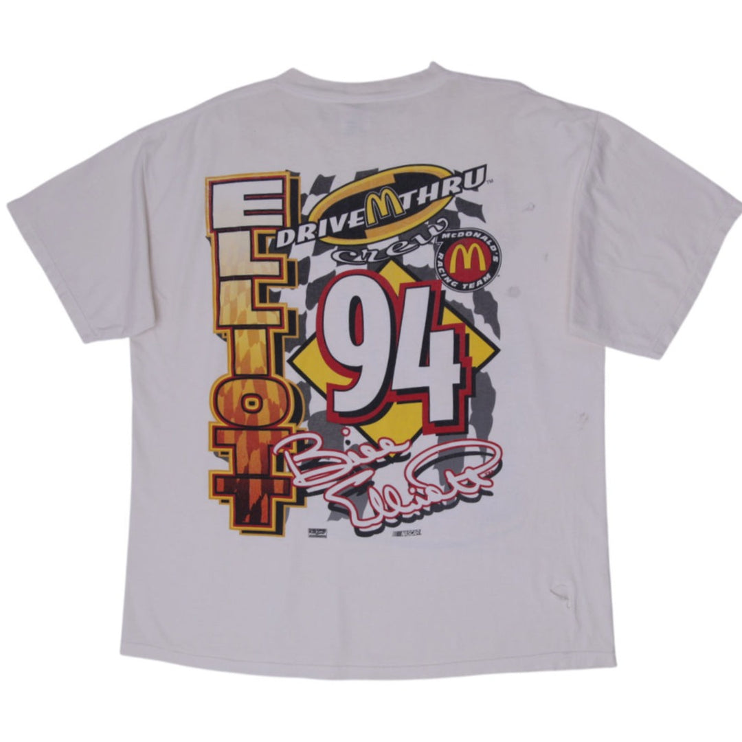 Vintage Mens Tultex NASCAR T-Shirt White Graphic Racing 1999 Bill Elliott