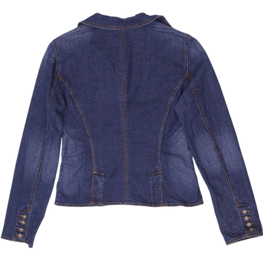 Y2K Ladies DKNY Jeans Denim Blazer Jacket Medium Dark Wash