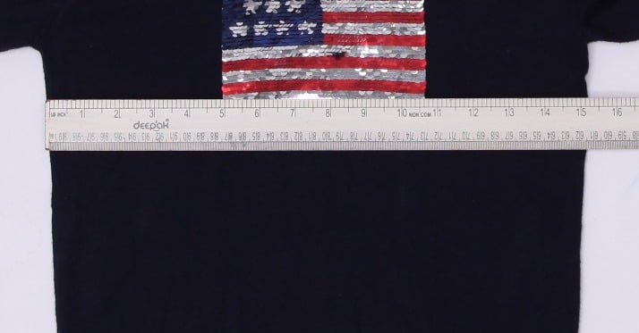 Vintage Youth Girls Polo Ralph Lauren Sequin Flag Cotton Navy Hoodie