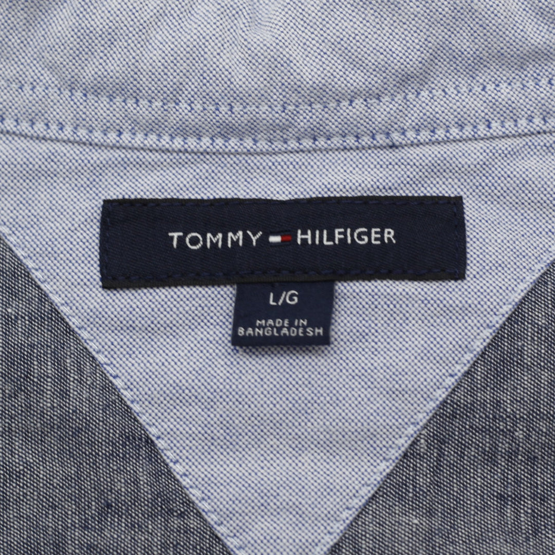 Mens Tommy Hilfiger Short Sleeve Shirt Linen Blend Casual Size L