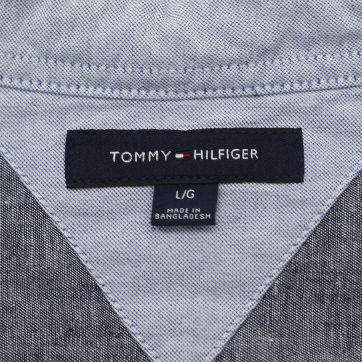 Mens Tommy Hilfiger Short Sleeve Shirt Linen Blend Casual Size L