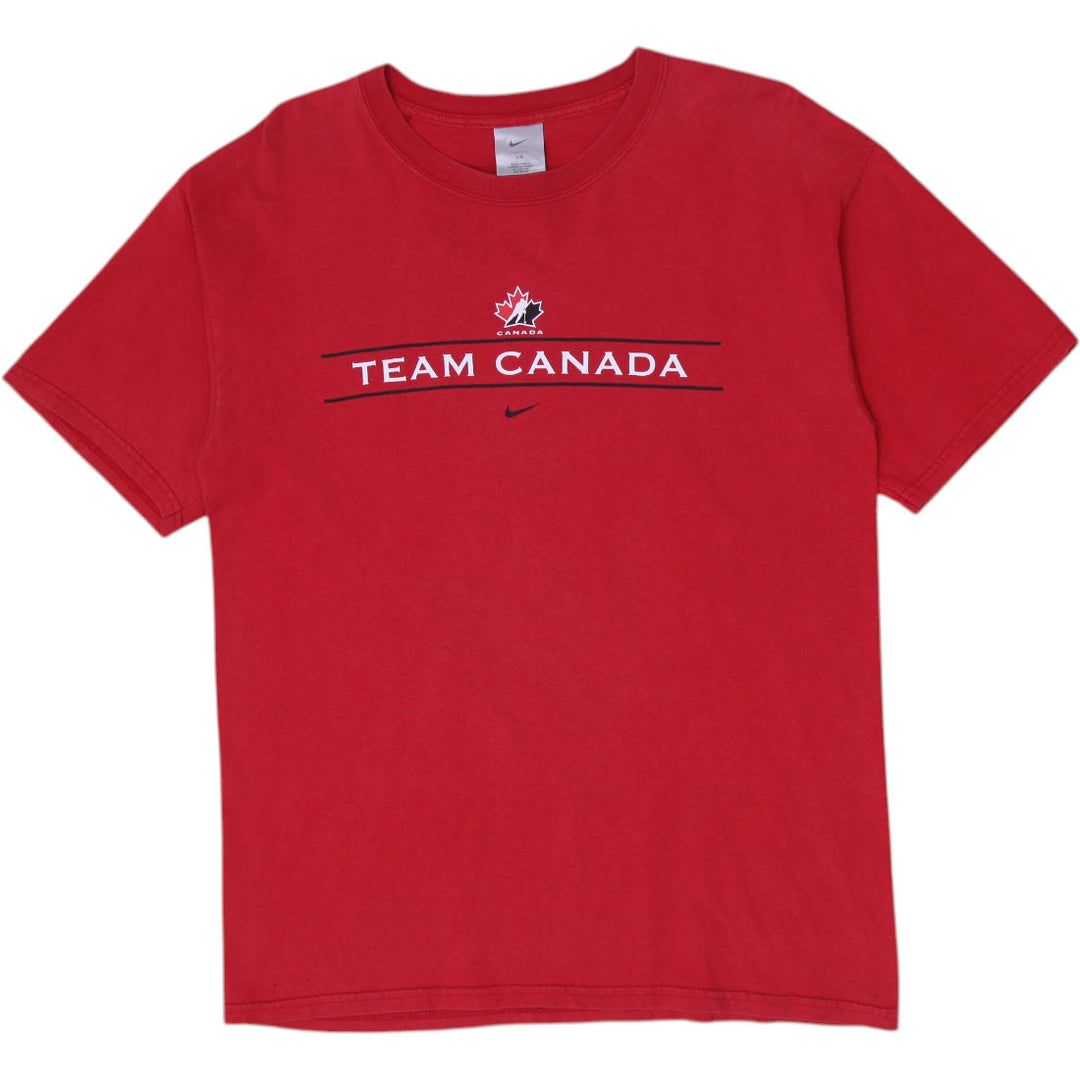 Mens Nike Team Canada T-Shirt Red Graphic Cotton Sports Size L