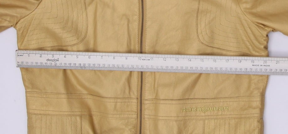 Y2K Ladies Rocawear Leather Full Zip Yellow Jacket XL