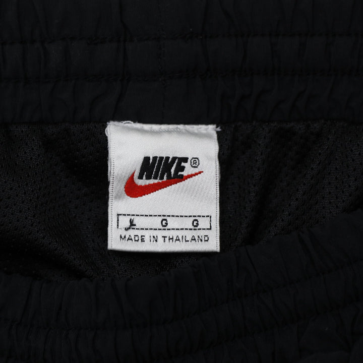 Vintage Nike Jordan Logo Elastic Waist Black Sports Nylon Pants | Migration_Pants - Back View | Fashion Rerun