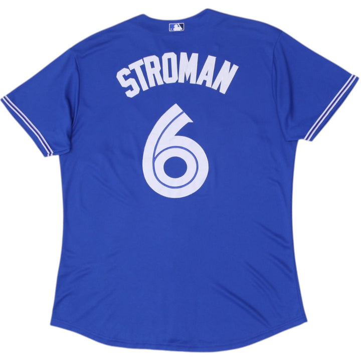Mens Majestic Blue Jays Baseball Jersey Cool Base Blue Team Logo XL | Migration_Jerseys - Side View | Fashion Rerun