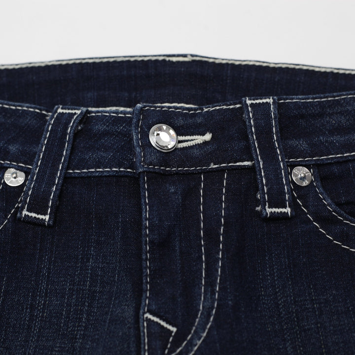 Y2K Ladies True Religion Brand Jeans Dark Wash Denim Contrast Stitching Size 32