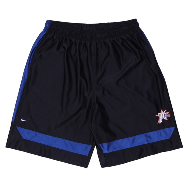 Vintage Nike Sports Shorts Black Blue Basketball 76ers Logo | Migration_Shorts | Fashion Rerun