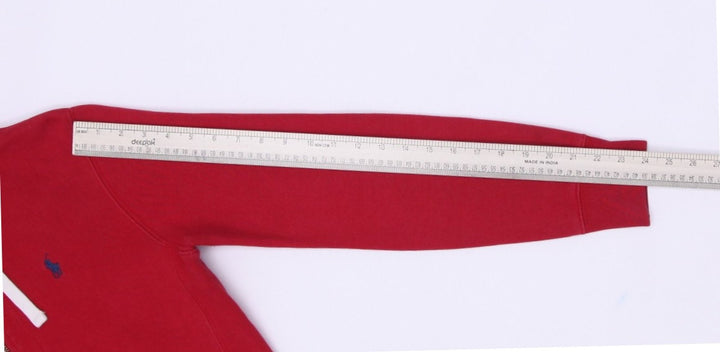 Vintage Polo By Ralph Lauren Red Waffle Knit Thermal Full Zip Hoodie