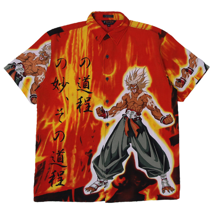 Mens DTEK Sport Kazuki Samurai Anime All Over Graphic Button Up Shirt