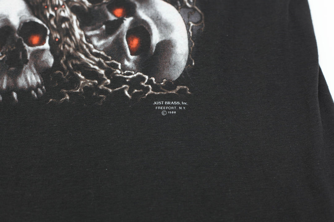 1988 Vintage Just Brass Skull T-Shirt Single Stitch M