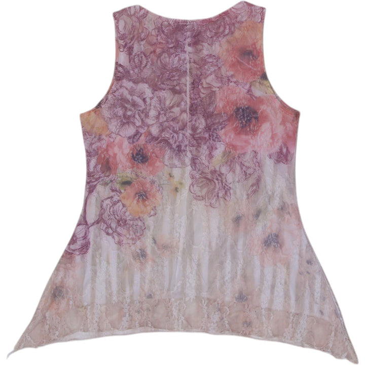 Y2K Ladies Brittany Black Floral Sleeveless Pink Mesh Top