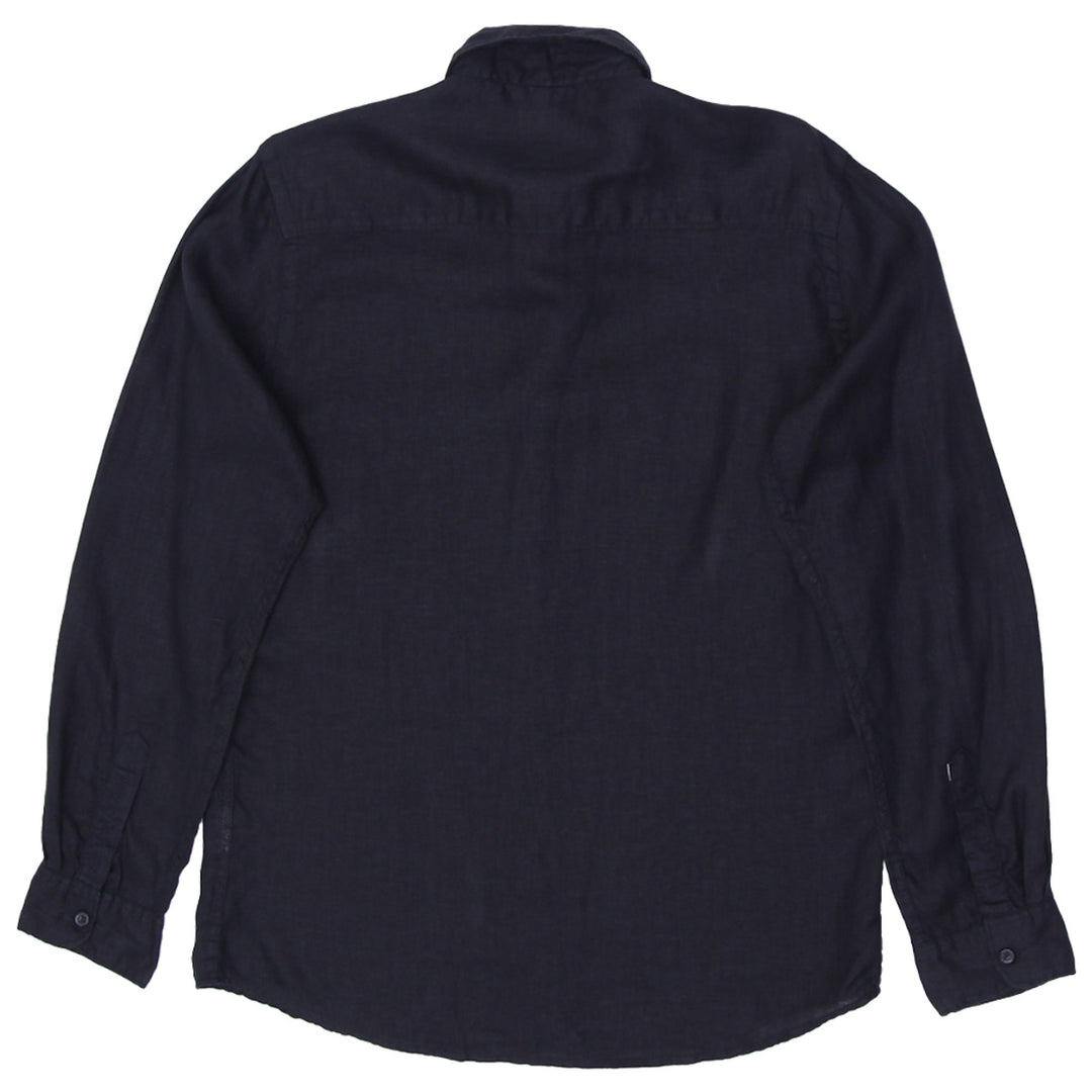 Mens Pepe Jeans 100% Linen Black Long Sleeve Shirt