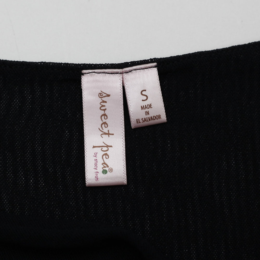 Y2K Ladies Sweet Pea Black Cowl Neck Sleeveless Mesh Overlay Top Size S