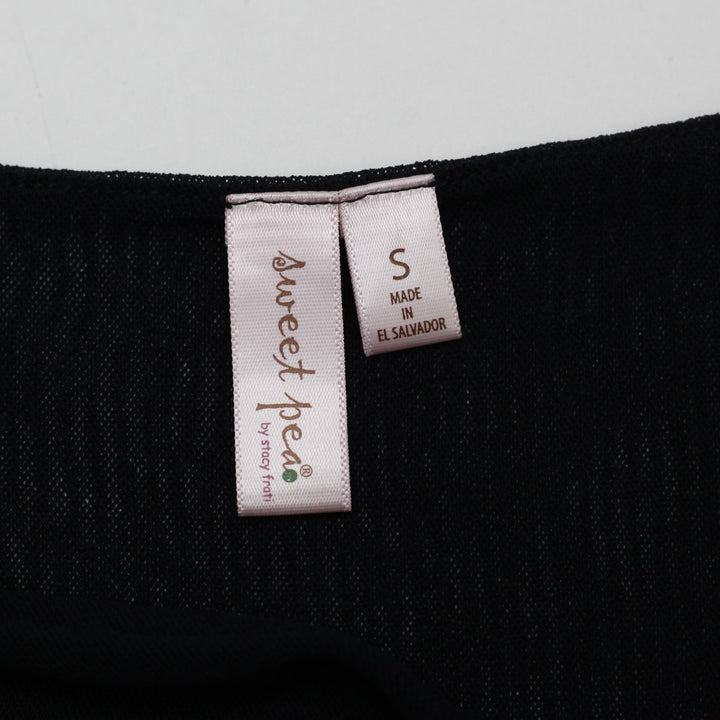 Y2K Ladies Sweet Pea Black Cowl Neck Sleeveless Mesh Overlay Top Size S