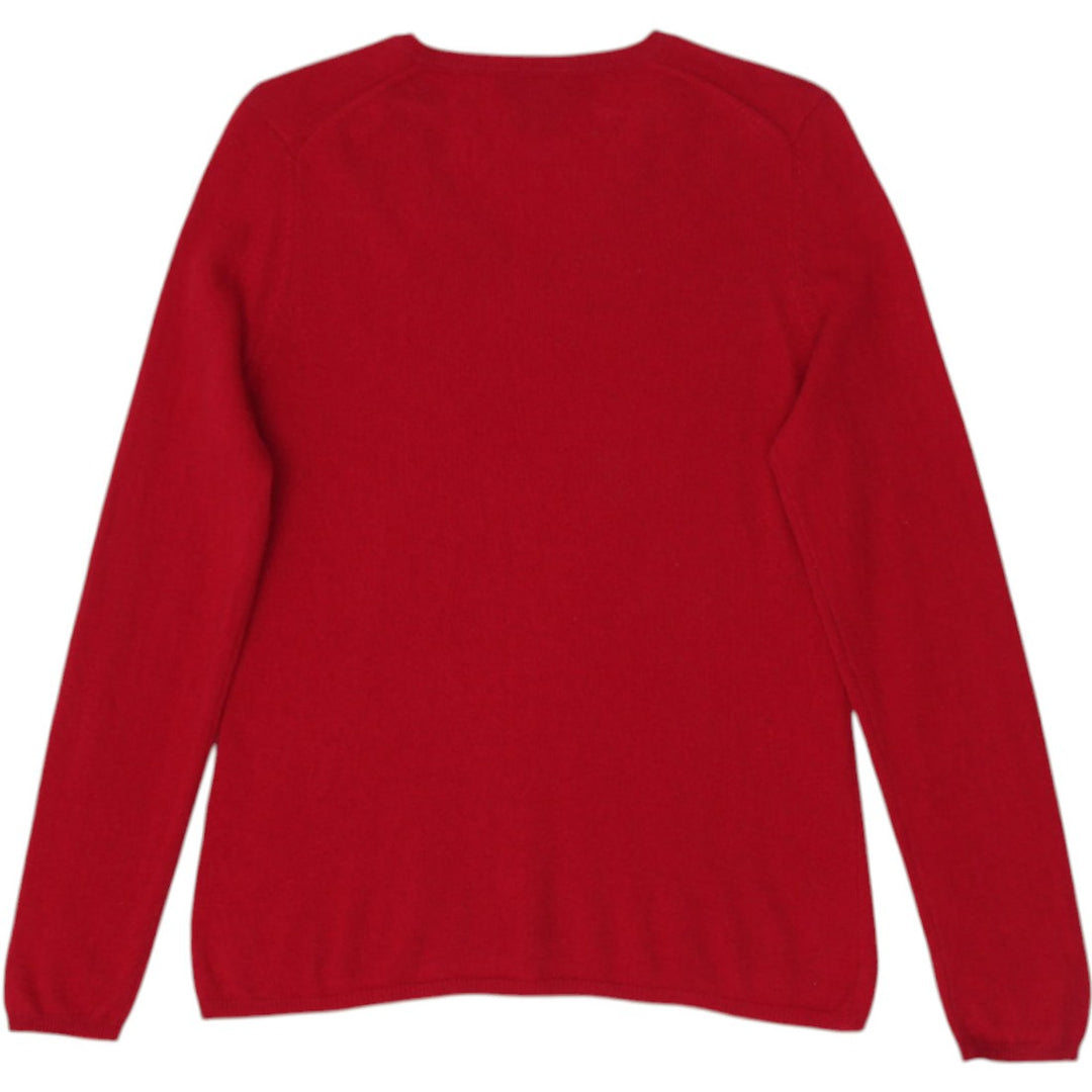 Ladies Lord & Taylor 100% Cashmere V-Neck Red Sweater