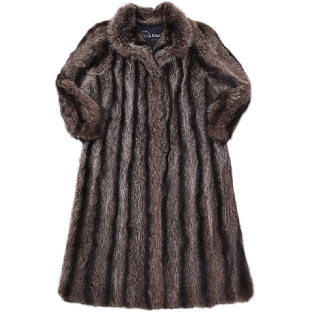 Exquisite Mid-Century Luxury Vintage Longline Striped Richard-Donald Long Fur Coat | Migration_Fur Antiques - | Fashion Rerun