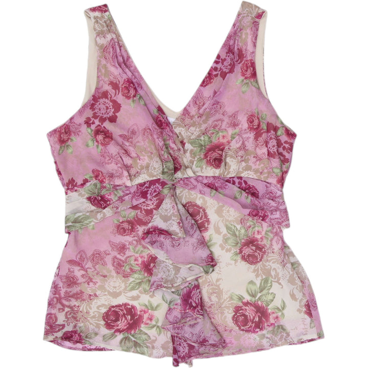 Y2K Ladies Apt.9 Floral Sleeveless Top Pink Green Size M