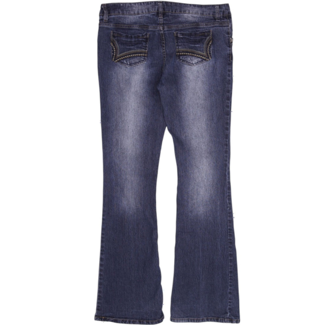 Y2K Ladies So Embellished Pocket Bootcut Denim Jeans Blue Size 9