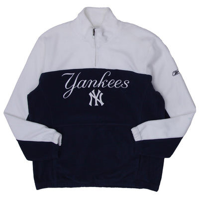 Mens Reebok New York Yankees Quarter Zip Fleece Pullover - Fashion Rerun Vintage Migration_Sweaters