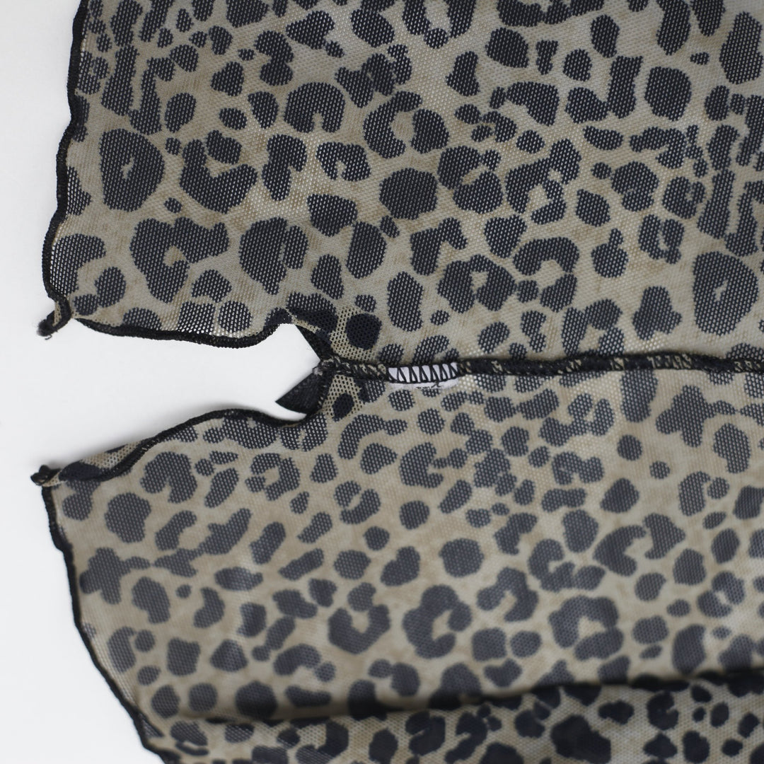 Y2K Ladies Camisole Leopard Print Sheer Lace Strappy Top Size XS