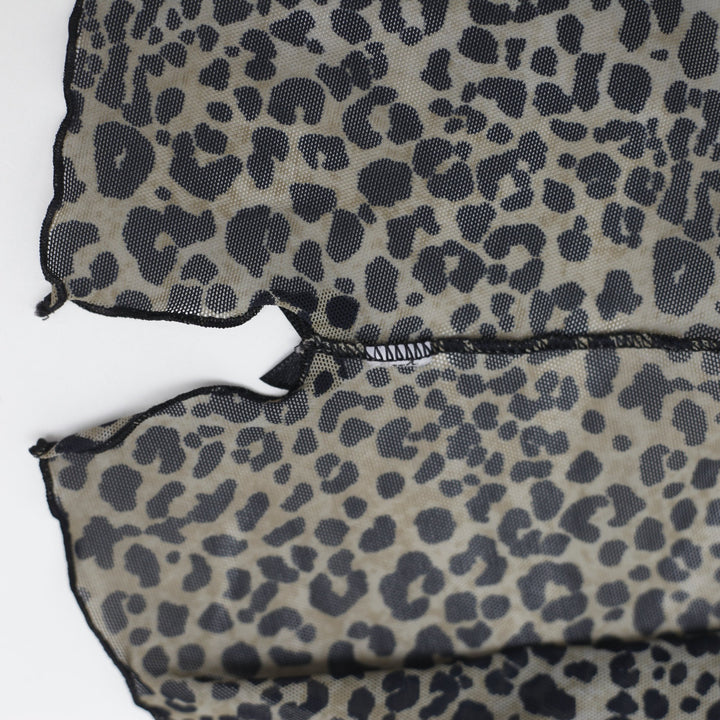 Y2K Ladies Camisole Leopard Print Sheer Lace Strappy Top Size XS