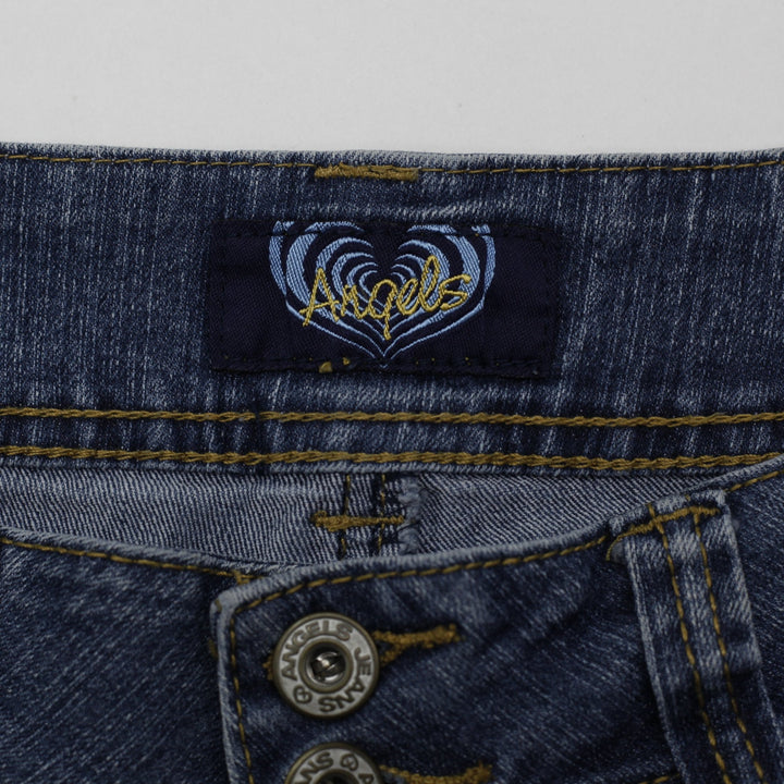 Y2K Ladies Angels Double Button Low Mid Rise Bootcut Flare Jeans Size 11
