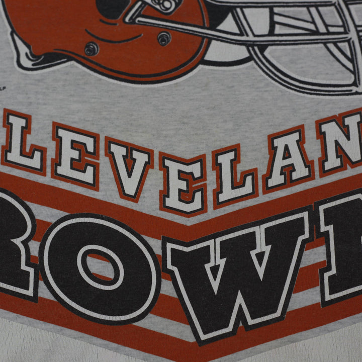Vintage Mens Salem T-Shirt Gray Cleveland Browns NFL Graphic S.Stitch Size L