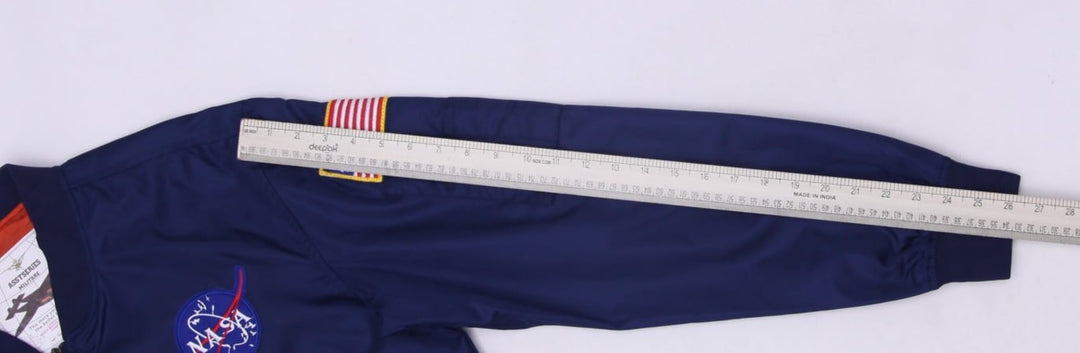 Mens Asstseries Bomber Military Jacket Coat Blue With Patches Nasa Space Flying