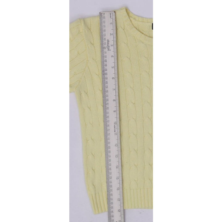 Vintage Youth Girls Ralph Lauren Sweater Yellow Cable Knit Cotton